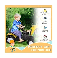 Sevorley Toddler Foot-To-Floor Ride-On Excavator with Working Bucket and Horn, 42.25"L x 16.5"W x 28"H, Ages 6+