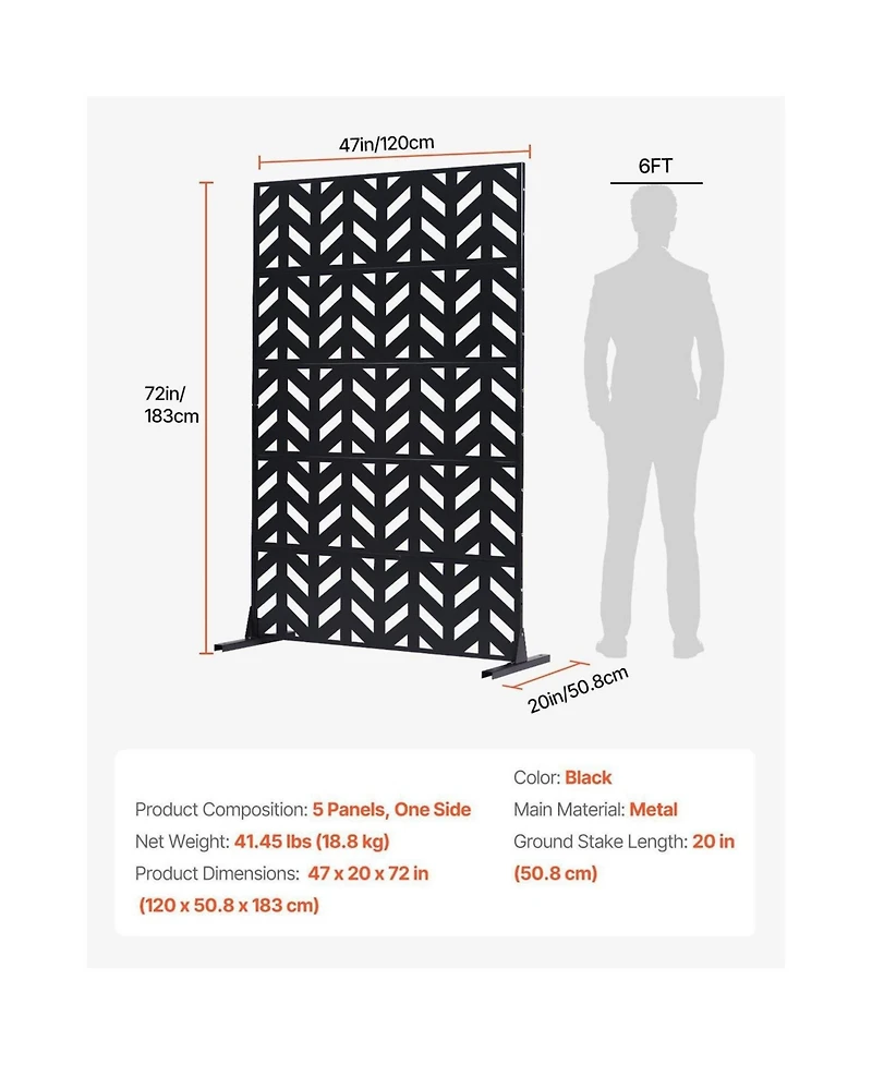 Slickblue 5 Panel Freestanding Privacy Screen for Patio and Outdoor Spaces