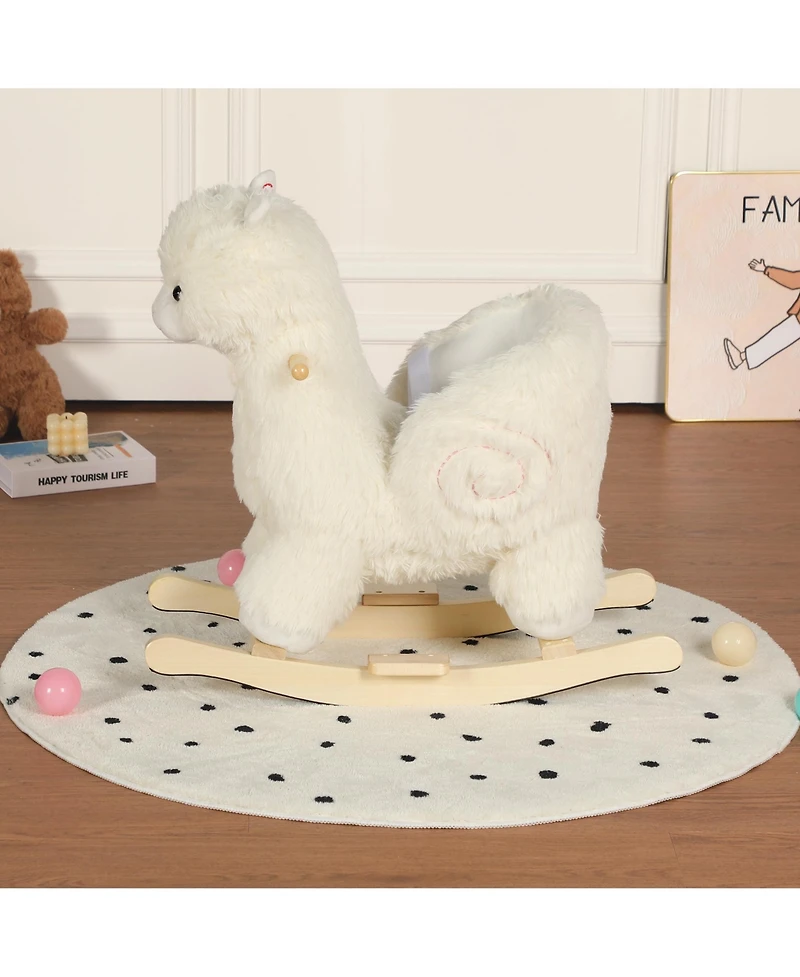 Sevorley Plush Alpaca Rocking Ride-On Toy With Sound, Ages 1-3