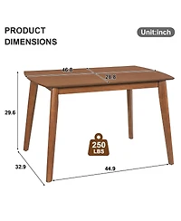 Streamdale Furniture Mid Century Modern Solid Wood Dining Table for 4
