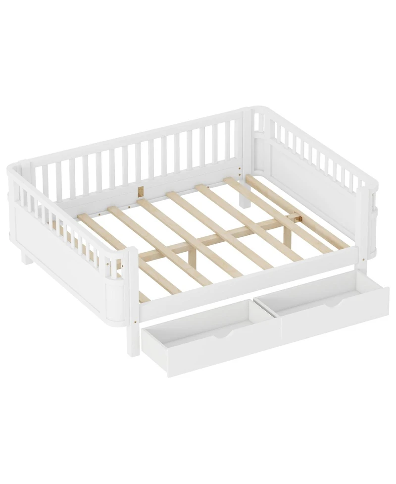 Streamdale Furniture Full Size Wood Platform Bed with Rails for Kids
