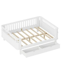 Streamdale Furniture Full Size Wood Platform Bed with Rails for Kids
