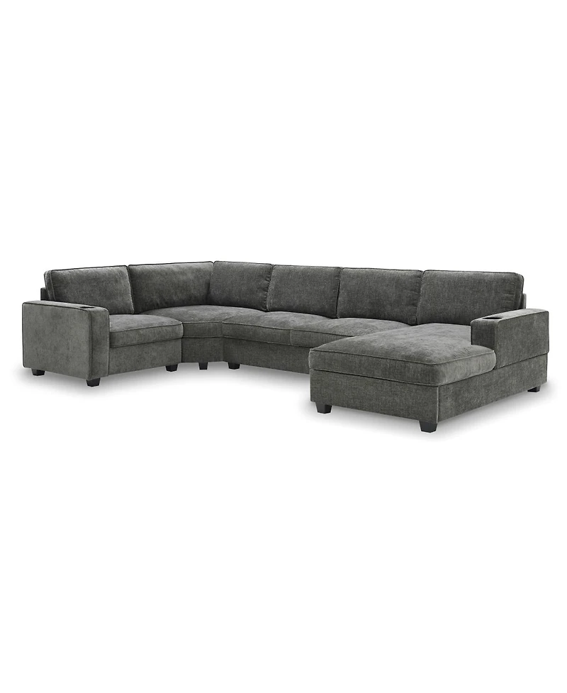 Streamdale Furniture 117.5" 6-Seat U-Shaped Chenille Sectional Sofa with Cup Holders and Chaise