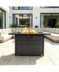 Streamdale Furniture 44" 50,000 Btu Propane Fire Pit Table with Wind Screen
