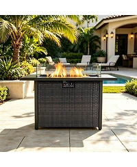 Streamdale Furniture 44" 50,000 Btu Propane Fire Pit Table with Wind Screen