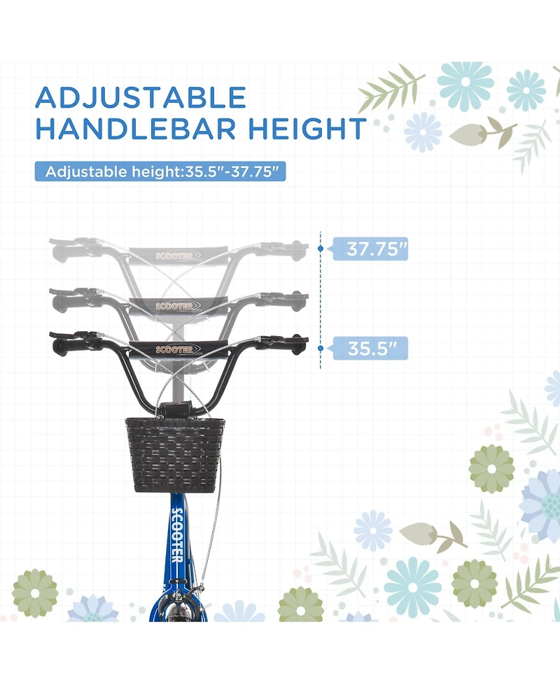 Sevorley All-Terrain Adjustable Handlebar Kids Kick Scooter, Ages 5-12