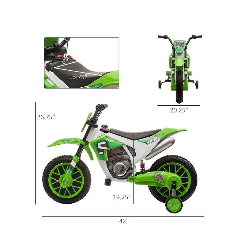 Sevorley 12V Kids Electric Ride-On Motorcycle with Rechargeable Drive and Training Wheels, Ages 3-5