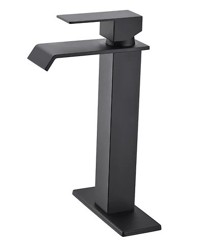 Thirtypeachy Single Handle Waterfall Bathroom Sink Faucet, Stainless Steel Tall Vessel Vanity Faucet