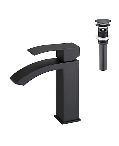 Thirtypeachy Single Handle Waterfall Bathroom Sink Faucet with Pop-Up Drain, Stainless Steel, for Sinks with Overflow
