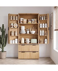 Streamdale Furniture 72" Modern Fluted Kitchen Pantry Cabinet with Spice Rack