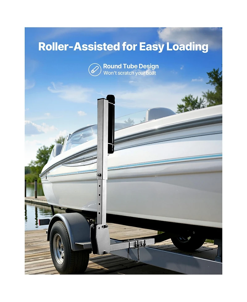 Sugift 2Pieces Boat Trailer Guides 27.6-41.3 in Height Adjustable with Smooth Rollers for Over 16 in Boats