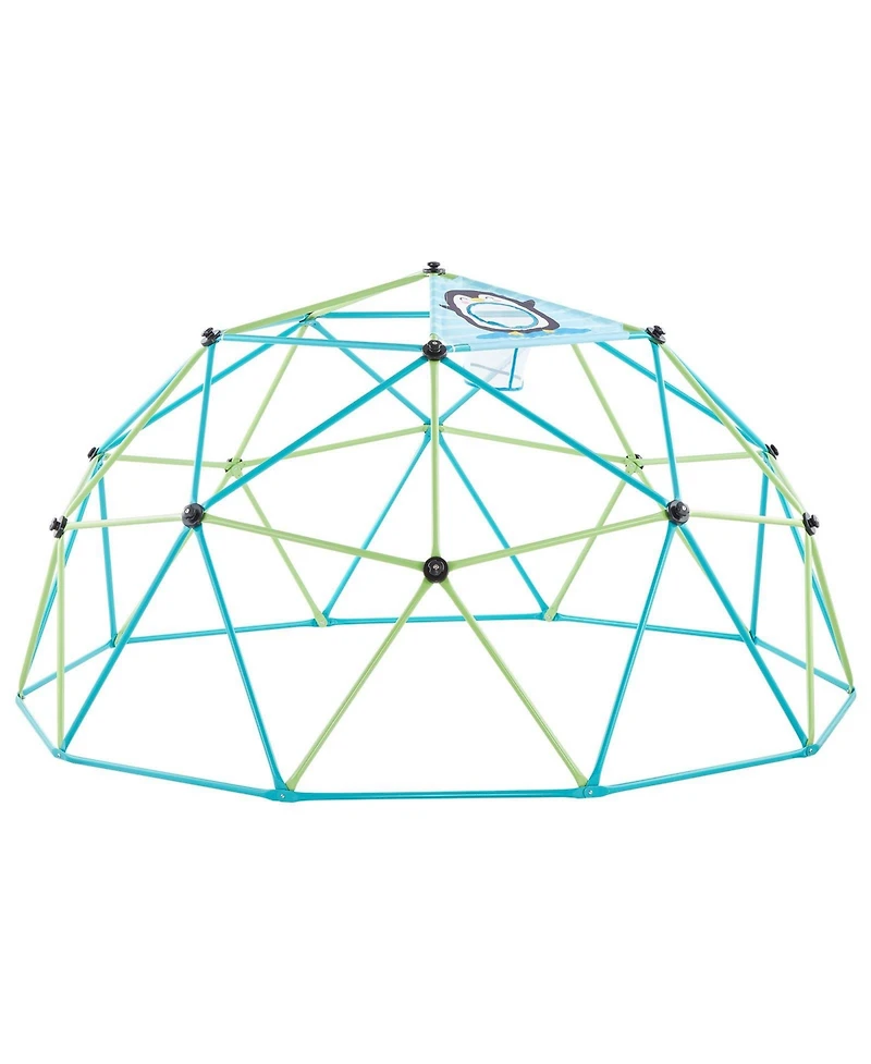 Slickblue 10 Ft Metal Geometric Kids' Climbing Dome with Octopus Net and 2 Basketballs, 1000 lbs Capacity, Ages 3-10
