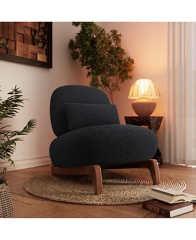 Morden Fort Cloud-Soft Sherpa Boucle Armless Accent Chair Upholstered Living Room Side Chairs with Waist Cushion