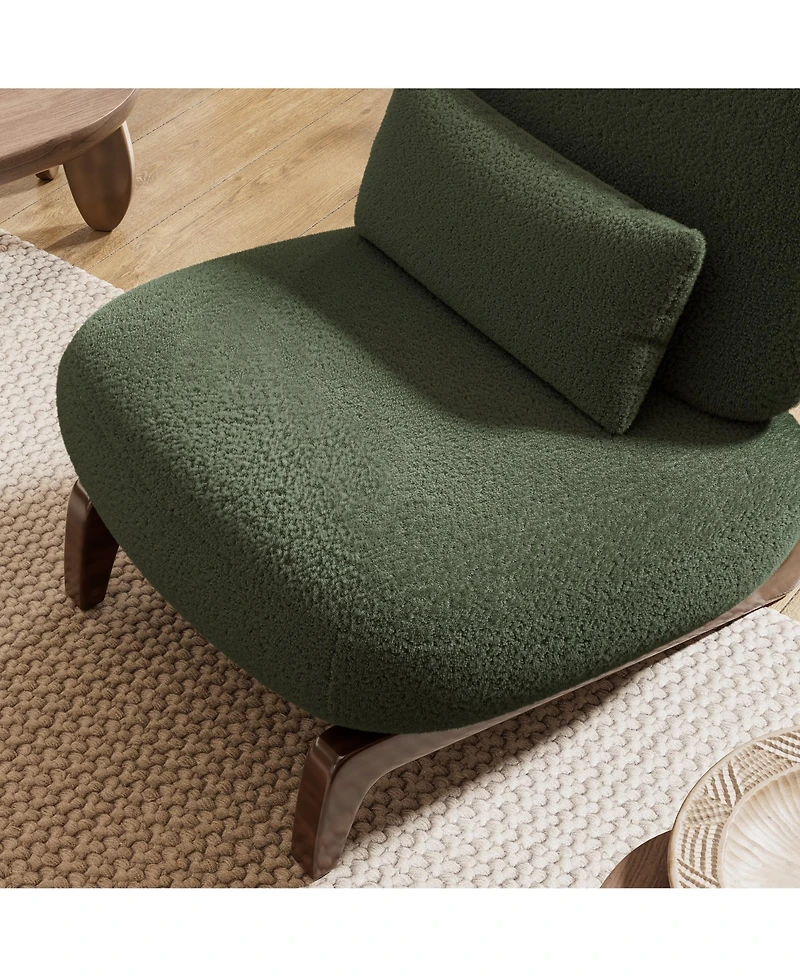 Morden Fort Cloud-Soft Comfort Armless Accent Chair Sherpa Upholstered Living Room Mid Century Reading Side Chairs with Waist Pillow
