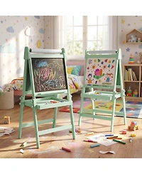 Kinder King 3-in-1 Kids Art Easel with Magnetic Whiteboard, Chalkboard, Paper Roll