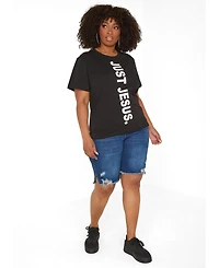 Ashley Stewart Plus Just Jesus Graphic Crewneck T-Shirt