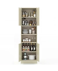 Sugift 75 Inch Tall Kitchen Pantry Cabinet Freestanding Cupboard with Double Doors and Open Shelves