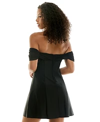 City Studios Women's Off-the-Shoulder Fit & Flare Mini Dress