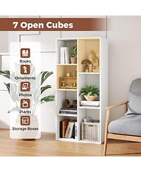 Sugift Freestanding 7-Compartment Bookshelf with Vertical or Horizontal Setup