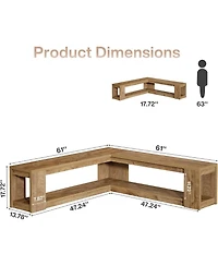 Tribesigns L-Shaped Corner Bench:61" breakfast nook bench with storage.Farmhouse wooden dining bench with shelf for living room,entryway. Backless