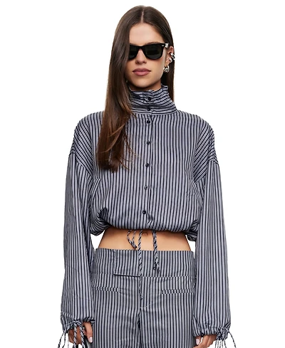 Lioness Women's Totti Cropped Turtleneck Stripe Windbreaker