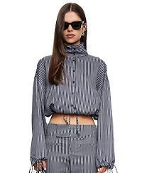 Lioness Women's Totti Cropped Turtleneck Stripe Windbreaker