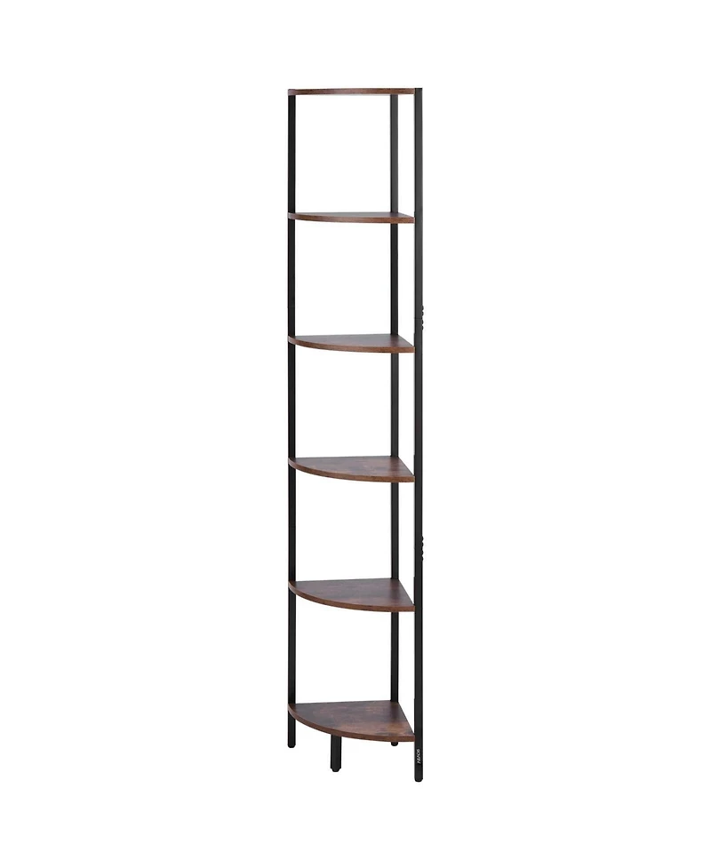 Slickblue Tall Corner Bookshelf with Led Lighting, 6 Tier Storage Display Shelf for Living Room and Office