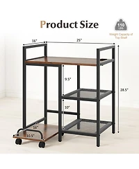 Sugift Rolling Printer Stand with Charging Station and 2-Tier Mesh Storage Shelves