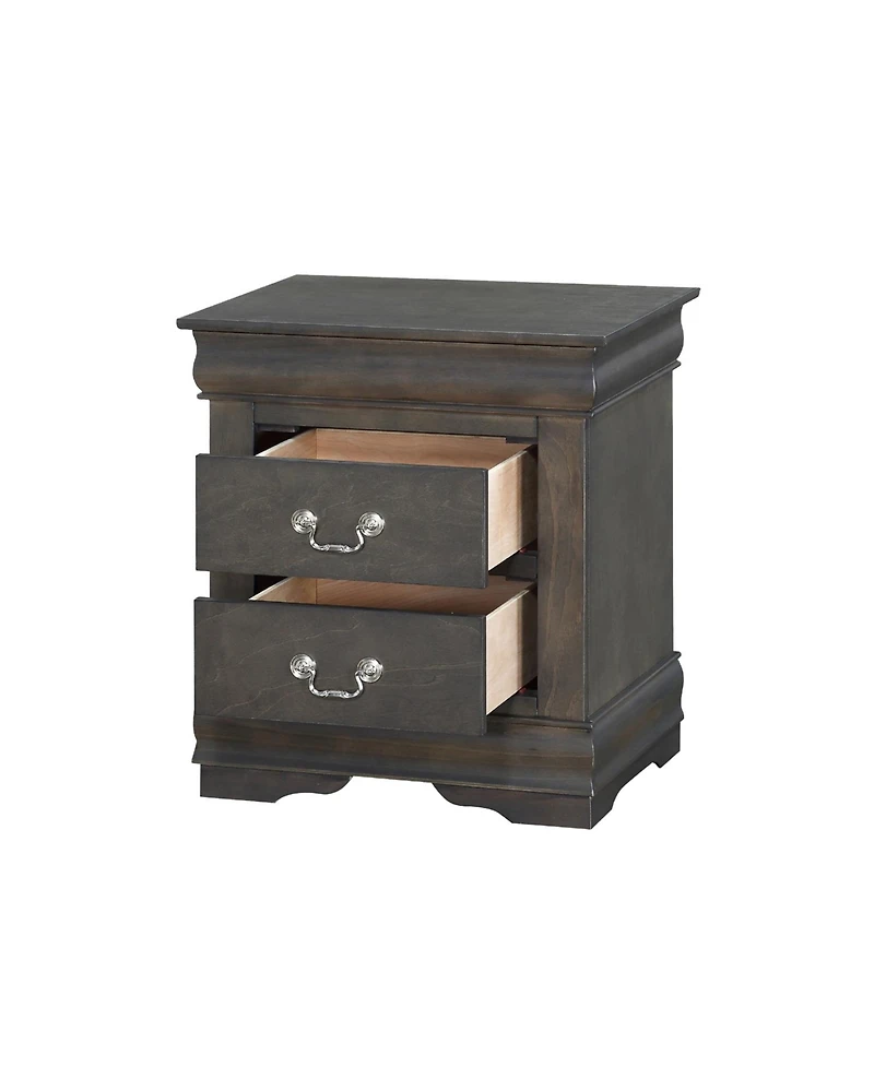 Flynama Solid Pine 2-Drawer Nightstand, Metal Hardware