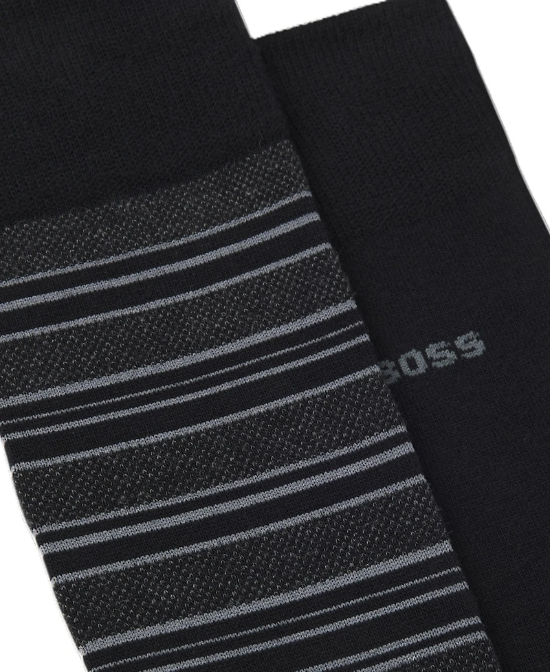 Hugo Boss Men's Striped Crew Cotton-Blend Socks, 2-Pack