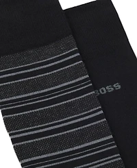 Hugo Boss Men's Striped Crew Cotton-Blend Socks, 2-Pack