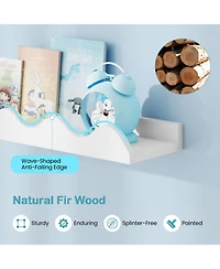 Sugift 24 Inch Kids Wall-Mounted Bookshelf Set of 4 Floating Picture Ledge Shelves