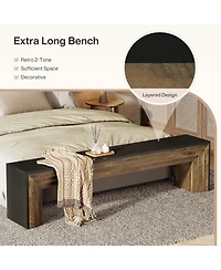 Tribesigns 71" Extra Long Entryway Bench, Modern Farmhouse Shoe Bench Wooden Indoor Seating with Layered Design for Hallway