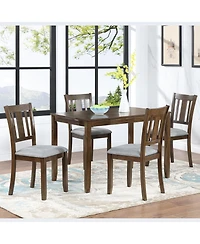 Flynama 45.5 Inch Rectangular Wooden Dining Table, Solid Wood Frame Mdf Veneer 4-Seater Kitchen Table