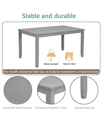 Flynama 45.5 Inch Rectangular Wooden Dining Table, Solid Wood Frame Mdf Veneer 4-Person Kitchen Table