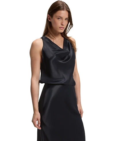 Boss by Hugo Women's Satin Cowl-Neck Sleeveless Blouse