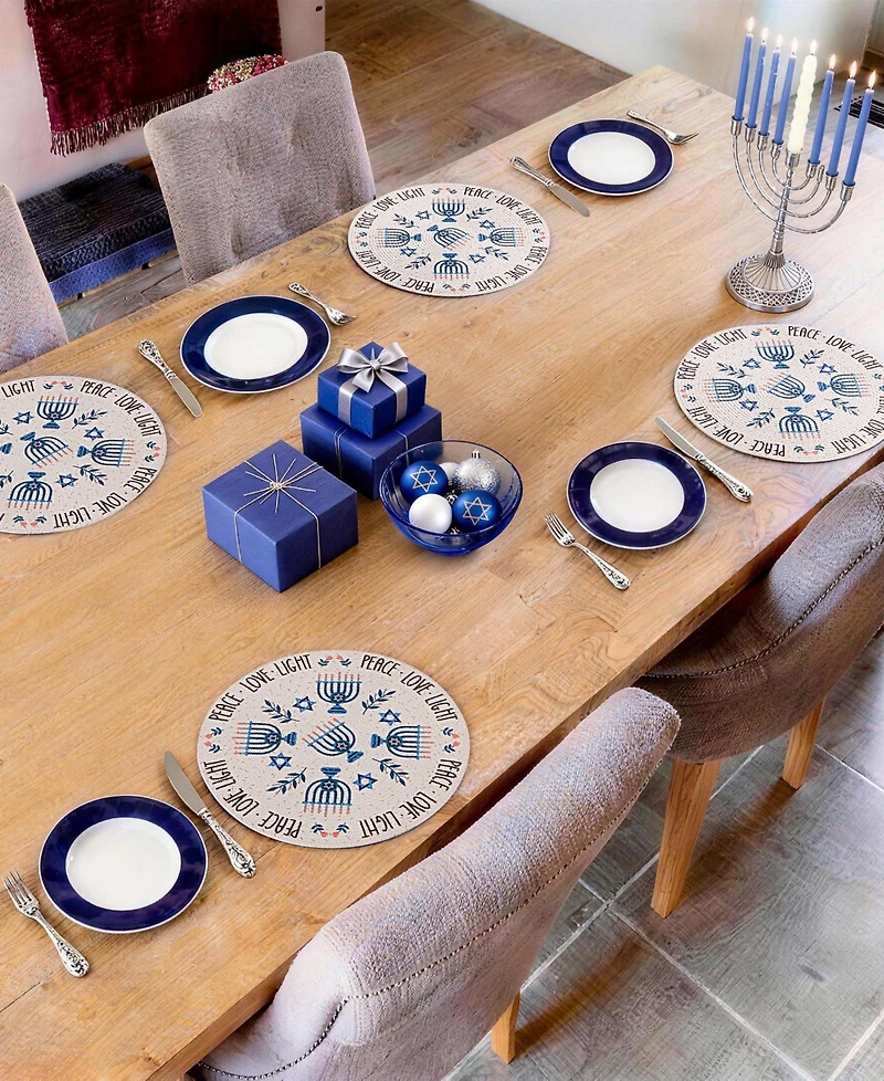 Avanti Peace Love Woven Braided Round Placemats, Set of 4