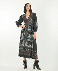 Super Natural by Secret Mission Women's Long Sleeve Knit Fit and Flare Midi Dress