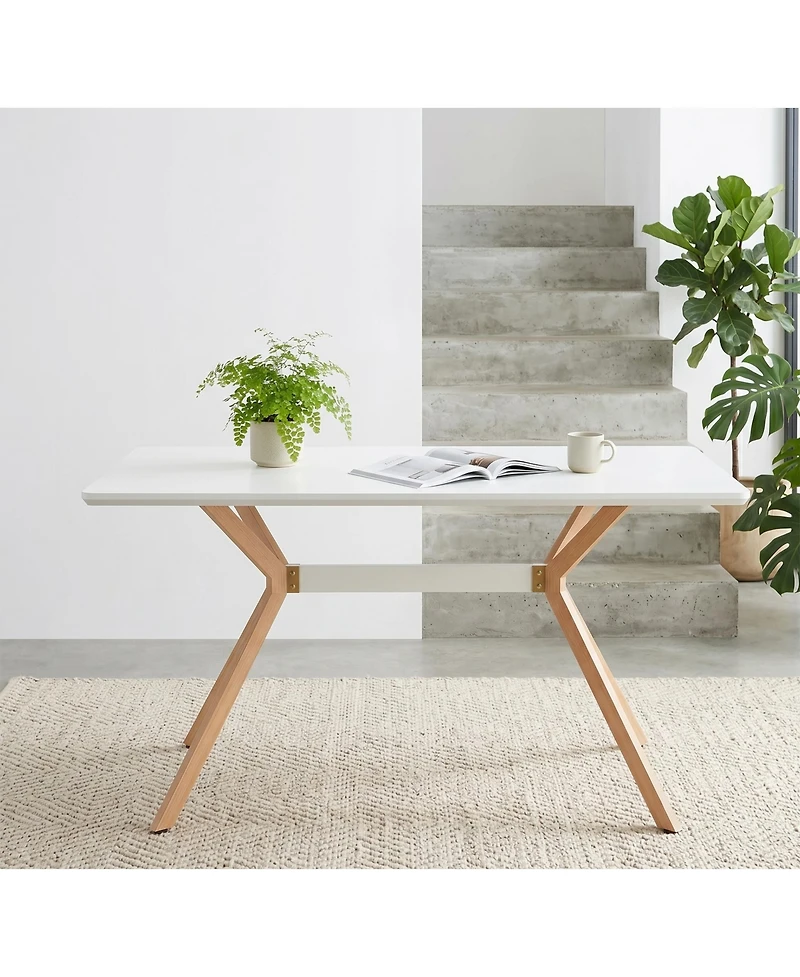 Flynama Modern Minimalist Dining Table with Mdf Top and Metal Legs