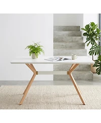Flynama Modern Minimalist Dining Table with Mdf Top and Metal Legs