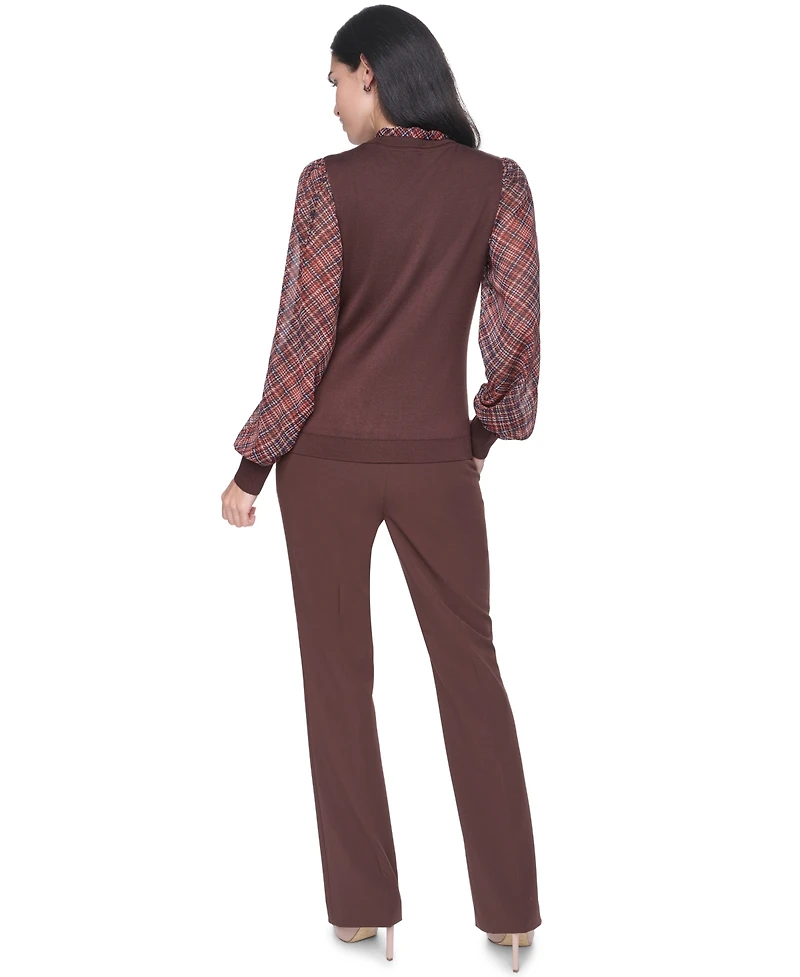 Tommy Hilfiger Women's V-Neck Tie-Neck Sweater