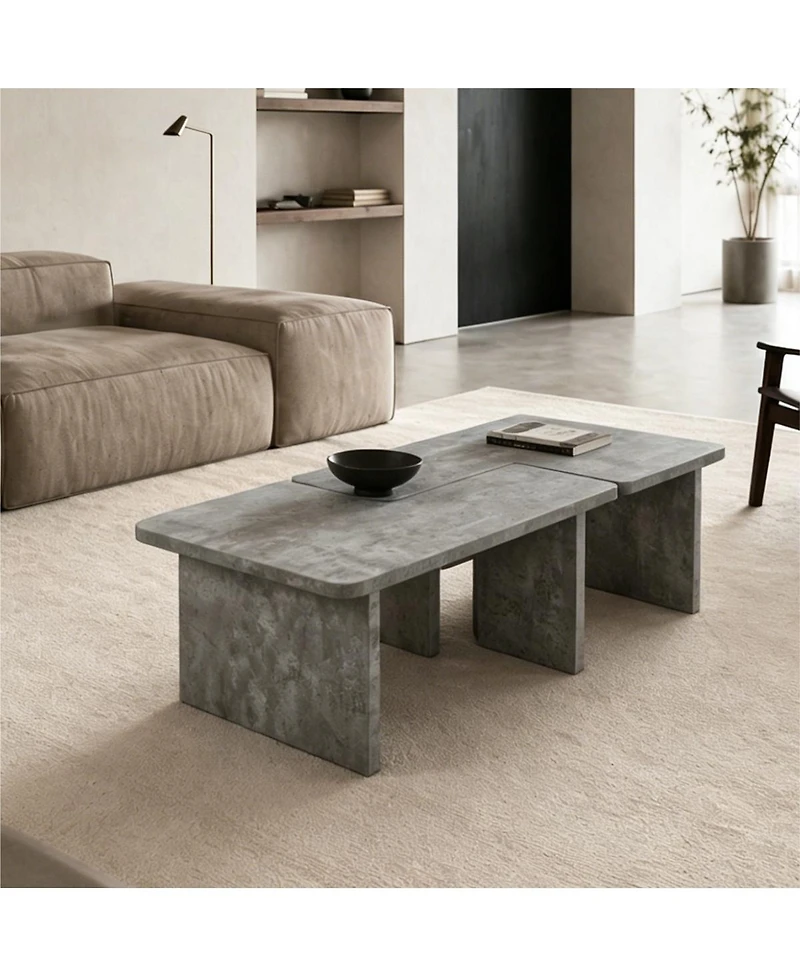 Streamdale Furniture Modular Concrete Coffee Table Set of 2