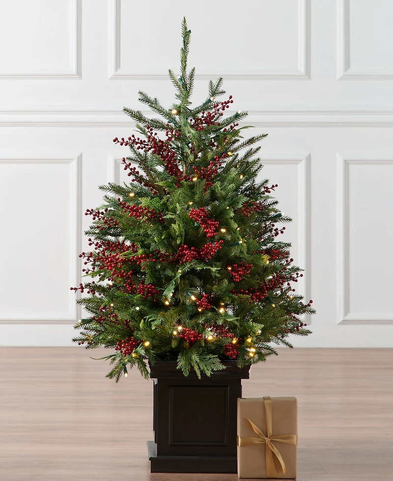Balsam Hill 4 ft Outdoor Berry Pre-Lit Potted Tree