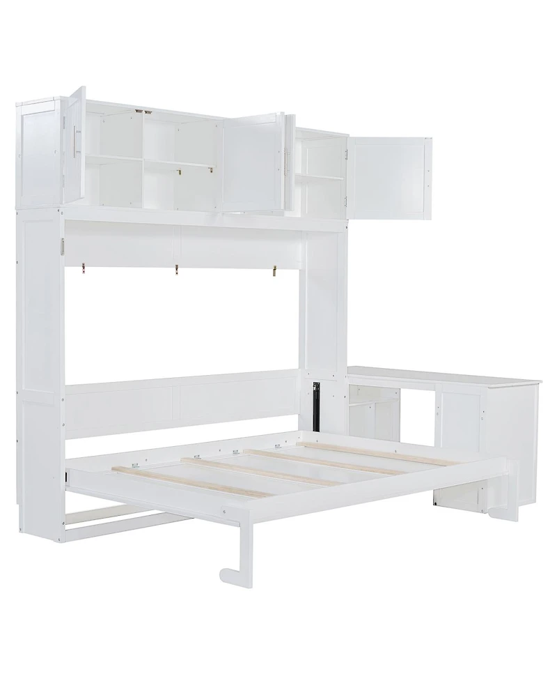 Streamdale Furniture Queen Murphy Bed with Desk, Storage Shelves and Cabinets