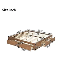 Streamdale Furniture King Size Platform Bed with 6 Storage Drawers,Pine Wood Storage Bed