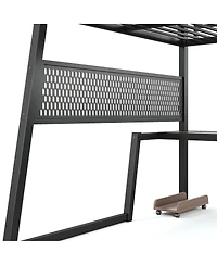 Streamdale Furniture Queen Loft Bed with Storage Stairs, Wardrobe, Led Lights and Usb