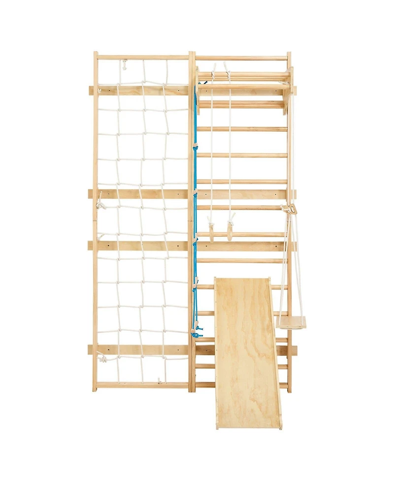 Slickblue 8 in 1 Swedish Ladder Wall Gym with Slide and Swing