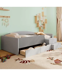 Streamdale Furniture Twin Size Upholstered Daybed Frame with 2 Storage Drawers