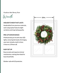 Balsam Hill 2 feet Outdoor Berry Pine Pre-Lit Wreath