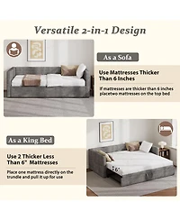 Streamdale Furniture Twin Upholstered Daybed with Pop-Up Trundle, Twin to King